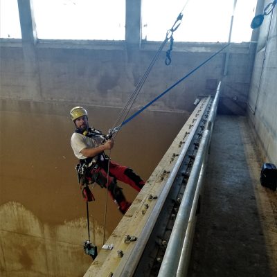 Schachtarbeiten am Seil